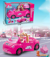 Coche c/muñeca 11 cm. y mascota