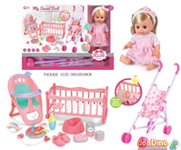 Muñeca deluxe 35 cm. c/cuna&carrito