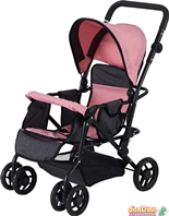 Coche muñeca gemelos negro y rosa