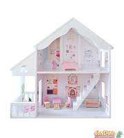 Casa muñecas madera c/muebles 8 pza
