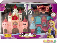 Castillo con muñeca 8 cm. y carroza luz y música
