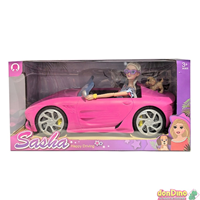 Coche descapotable con muñeca 29 cm con perrito