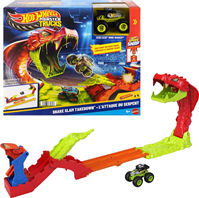 Hot Wheels Monster Trucks Conjunto de Juego Derriba a la Serpiente con Vehículo Bone Shaker